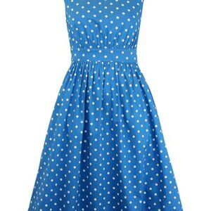 Emily and Fin Blue and White Polka Dot Sleeveless Sun Dress
